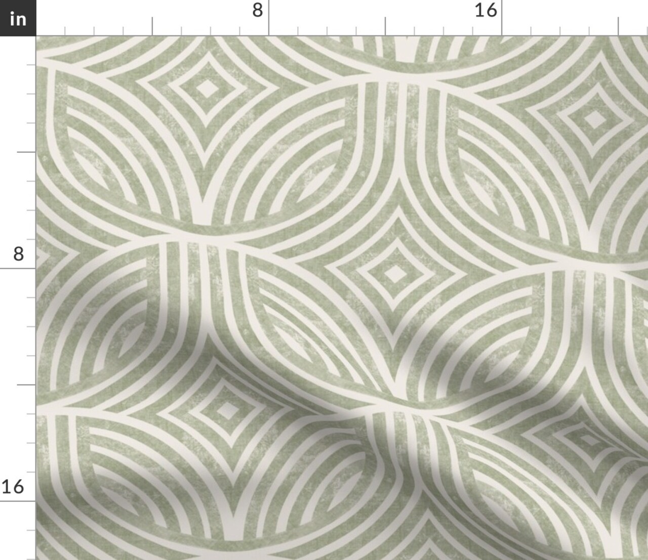 Art Deco Geometric Lines Arch Green Faux Distressing Modern Farmhouse Japandi Scandi Mcm Minimalist Tile Mid Century Large Scale Diamond Oval Custom Printed Fabric by Spoonflower Various Fabrics by the Yard or Fat Quarter